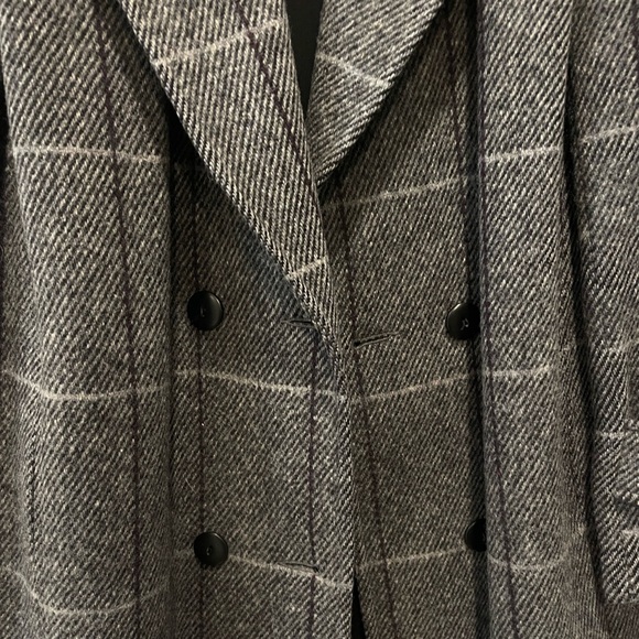 Vintage Alorna Wool Double Breasted Longline Blazer Jacket Grid - Picture 2 of 8